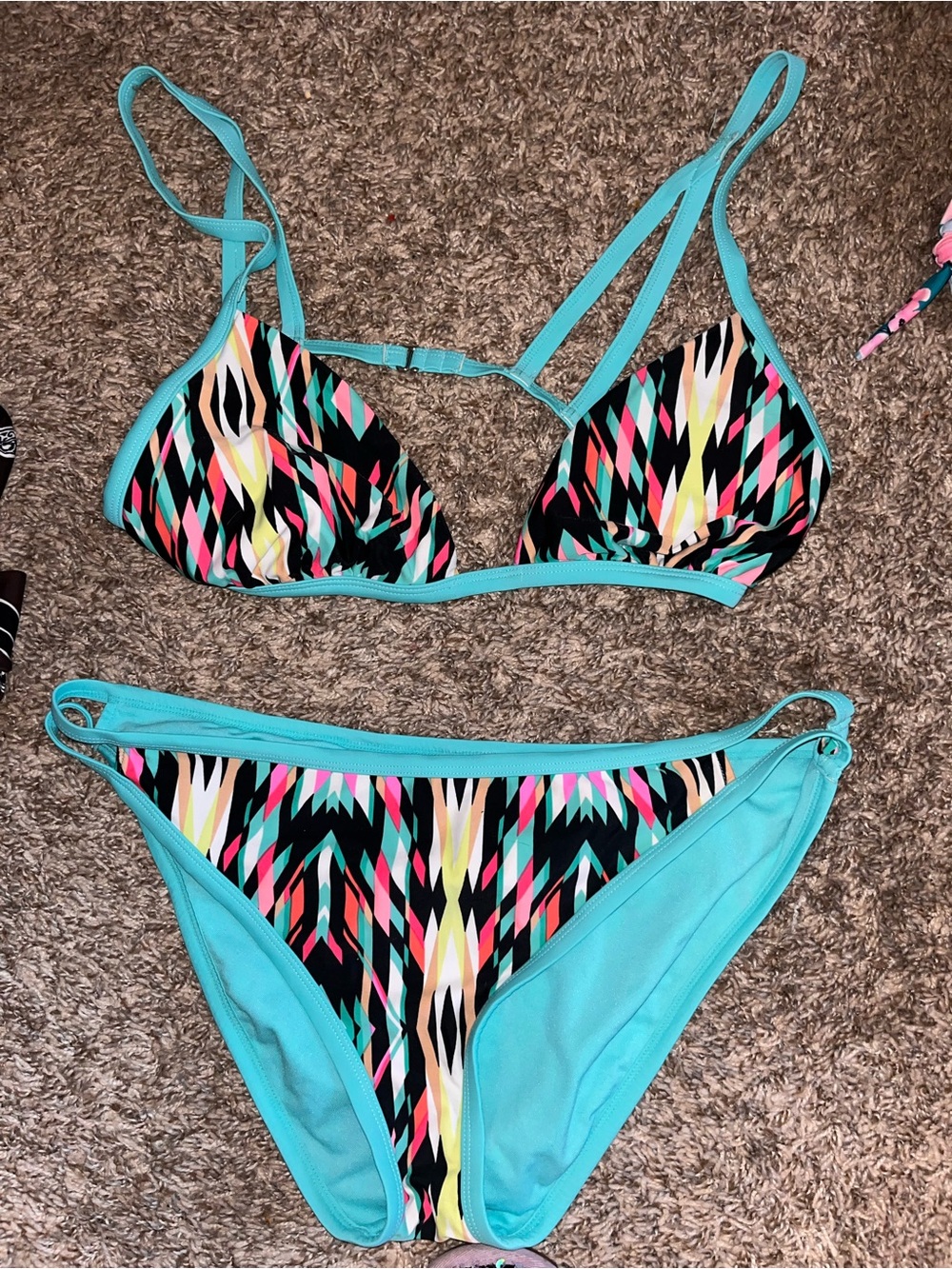 Women’s Turquoise Tribal Print Bikini Set XL